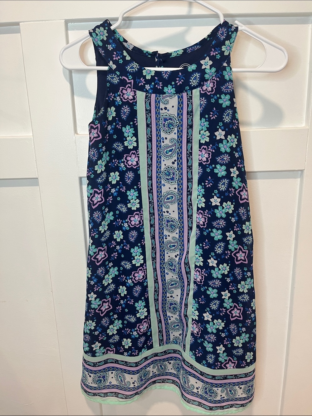 wonder nation Navy Floral Paisley Tank Dress - Mint & Lavender Accents